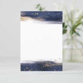 Blank Budget Blau und Gold Pinselstriche Hochzeit Einladung