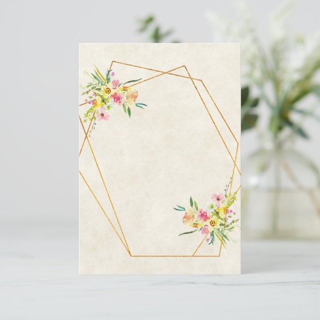 Blank Budget Blumenhochzeit im Frühjahr Einladung (Stehend Vorderseite)