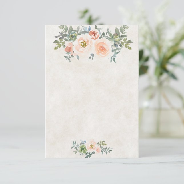 Blank Budget Blush und grüne Blumenhochzeit Einladung (Stehend Vorderseite)