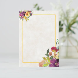 Blank Budget Burgund und gelbe Blumenhochzeit Einladung
