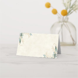Blank Budget Eukalyptus und Goldhochzeit Platzkarte