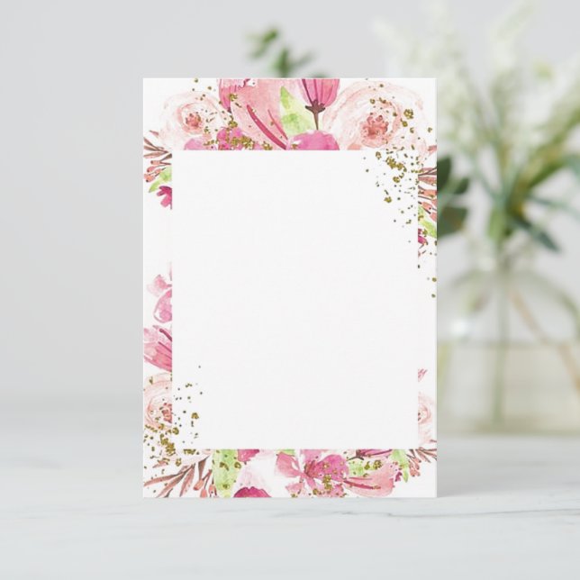 Blank Budget Fantastische rosa Blumenhochzeit Einladung (Stehend Vorderseite)