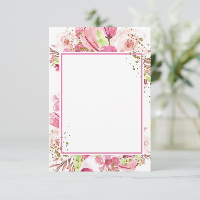Blank Budget Fantastische rosa Blumenhochzeit Invi Einladung (Stehend Vorderseite)