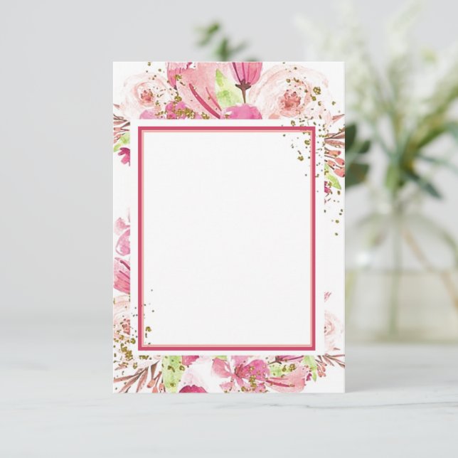 Blank Budget Fantastische rosa Blumenhochzeit Invi Einladung (Stehend Vorderseite)