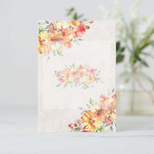 Blank Budget Ginger Aquarell Blumenhochzeit Einladung (Stehend Vorderseite)