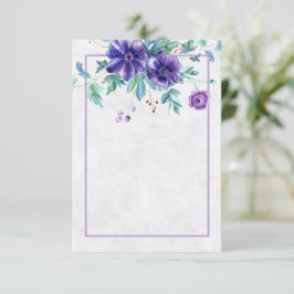 Blank Budget Lila Blumenhochzeit in Aquarellen Einladung