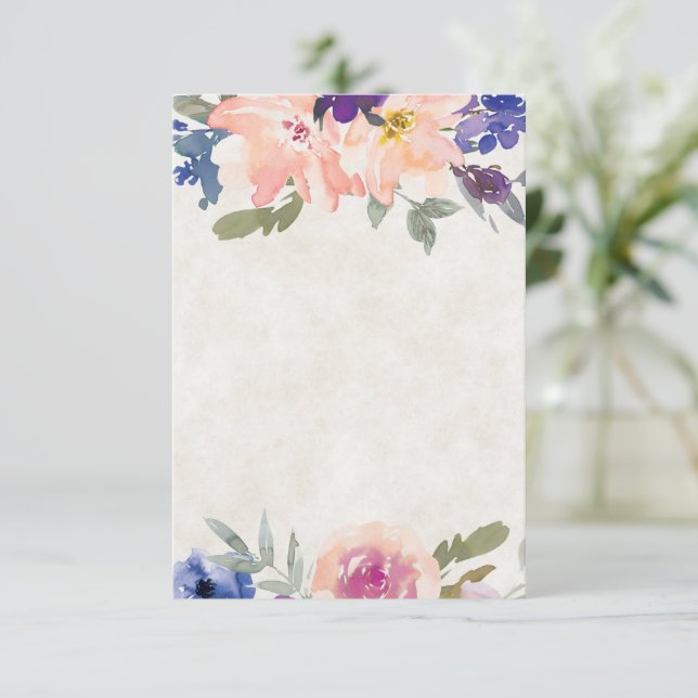 Blank Budget Orange und Blumen Hochzeit Einladung (Stehend Vorderseite)