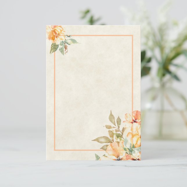 Blank Budget Orange und gelbe Blumenhochzeit Inv Einladung (Stehend Vorderseite)
