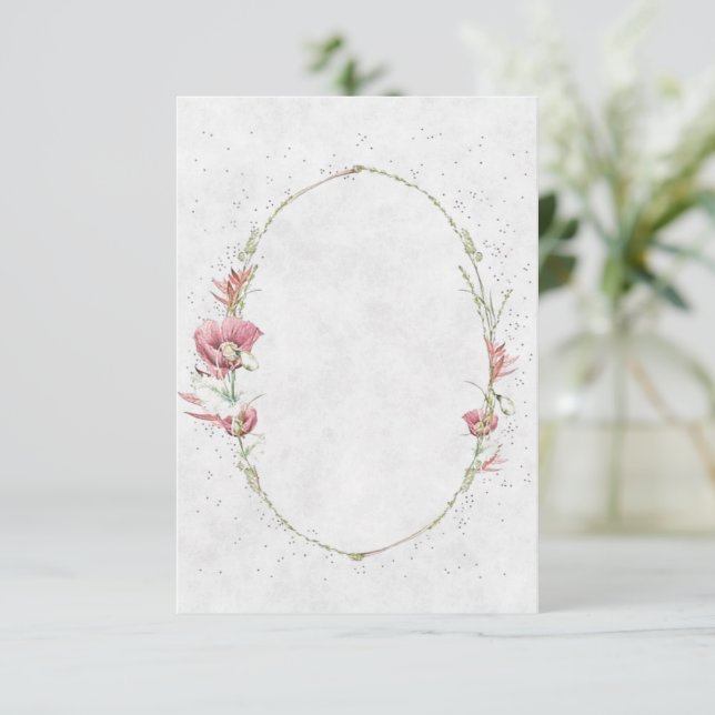 Blank Budget Pink Mohn Hochzeit Einladung (Stehend Vorderseite)
