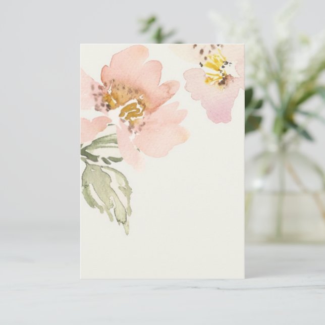 Blank Budget rosa Blumenhochzeit Einladung (Stehend Vorderseite)