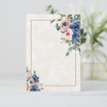 Blank Budget Rosa und blau Blumen Hochzeit Einladu