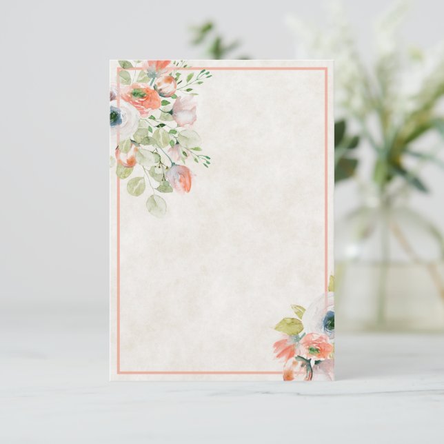 Blank Budget Rosa und blau Blumen Hochzeit Invita Einladung (Stehend Vorderseite)