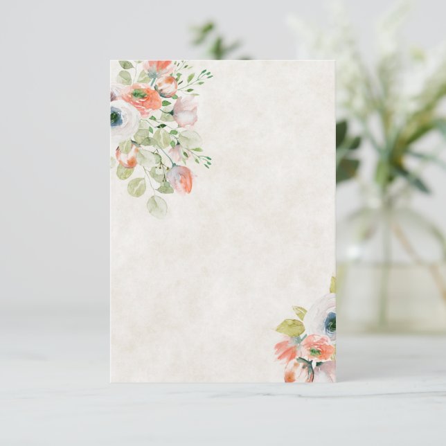 Blank Budget Rosa und Blau Blütenhochzeit Einladung (Stehend Vorderseite)