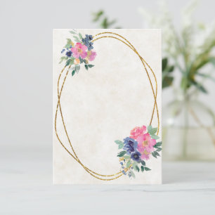 Blank Budget Rosa und Blau Blütenhochzeit Einladung