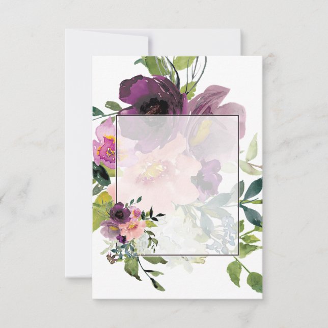 Blank Budget Rosa und lila Blumenhochzeit Einladung (Vorderseite)