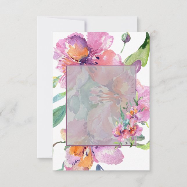 Blank Budget Rosa und lila Blumenhochzeit Einladung (Vorderseite)