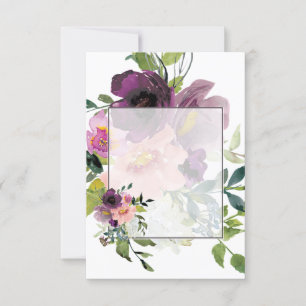 Blank budget Rosa und lila blumige Hochzeit  Einladung