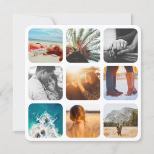 Blank Card 9 Foto Template Raster Rounded Frame