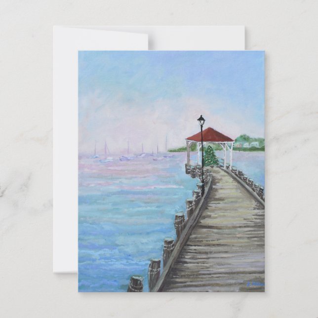 Blank Card Malerei Northport Village DocK Dankeskarte (Vorderseite)