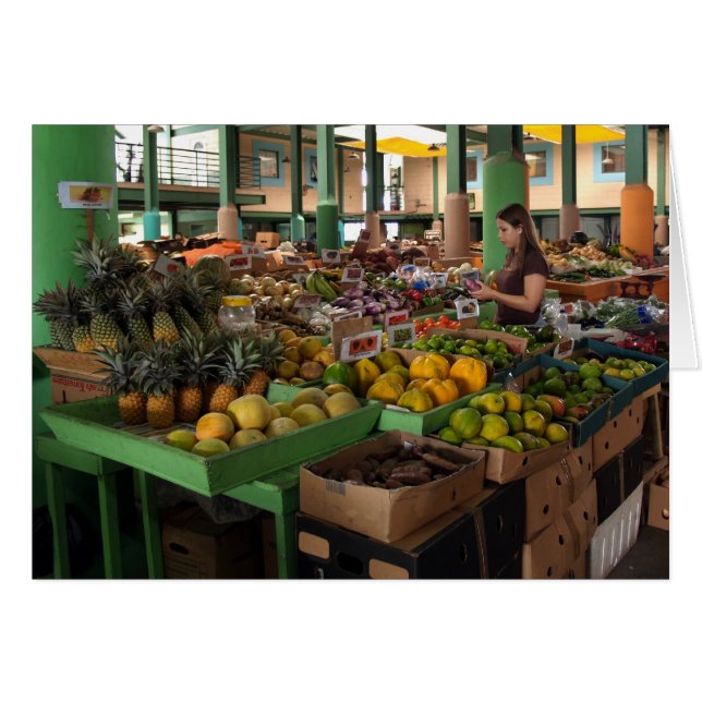 Blank Card mit Bild des Farmermarktes in Antigua (Vorderseite (Horizontal))
