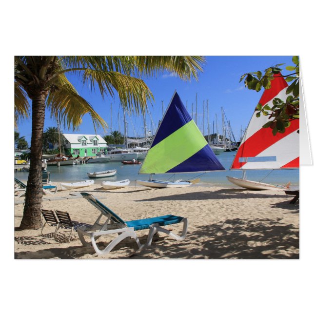 Blank Card mit Bild von Beach Antigua (Vorderseite (Horizontal))