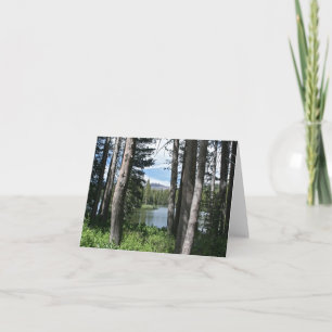 Blank Card, Mountain Lake, Forest Dankeskarte