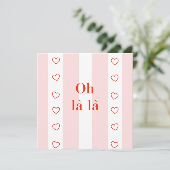 Blank Card Rosa Streifen Oh La La La La (Stehend Vorderseite)