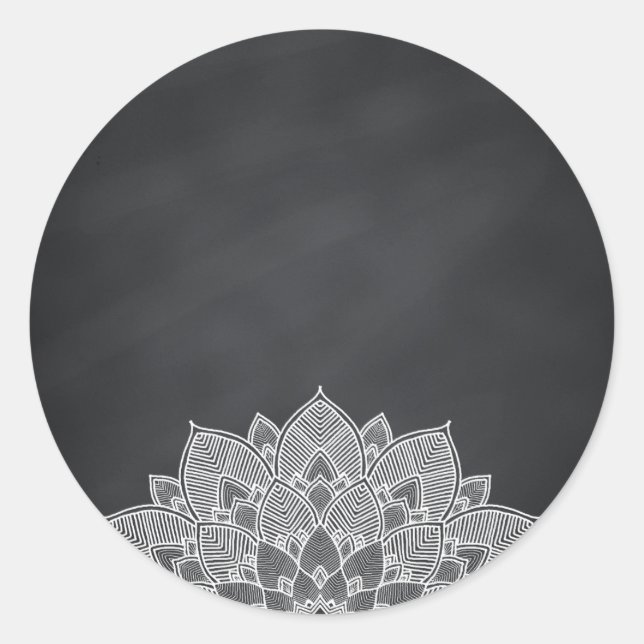 Blank Chalkboard Mandala Lotus Blume Swirl Runder Aufkleber (Vorderseite)