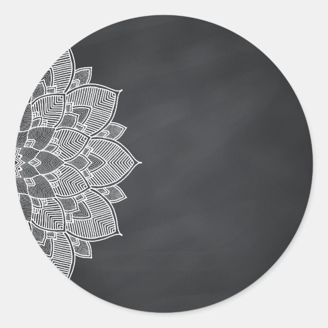 Blank Chalkboard Mandala Lotus Blume Swirl Runder Aufkleber (Vorderseite)