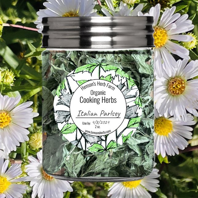 Blank Cooking Herbs Jar Label Kraut Farm Business Runder Aufkleber (Von Creator hochgeladen)