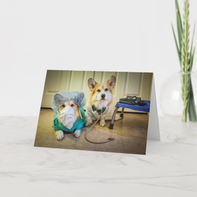 Blank Corgi Medical Team Grußkarte Karte (Vorderseite)