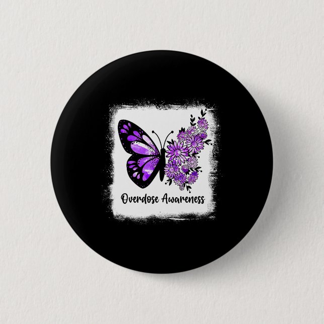Blank Daisy Butterfly Lila Ribbon Überdosis Aw Button (Vorderseite)