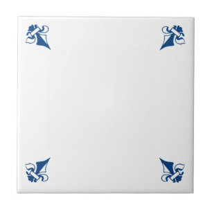 Blank Delft Blue und White Lilie Corners Fliese