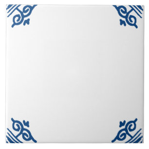Blank Delft Blue und White Ox Kopf Ecke Geblüht Fliese