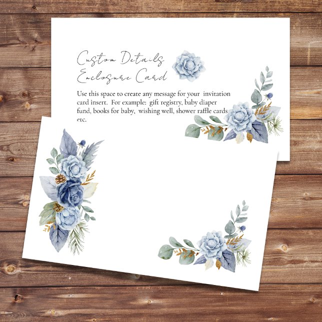 Blank DIY Greenery Dusty Blue Blume Begleitkarte (Von Creator hochgeladen)