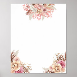Blank DIY Modern Boho Dusty Rose Floral Poster