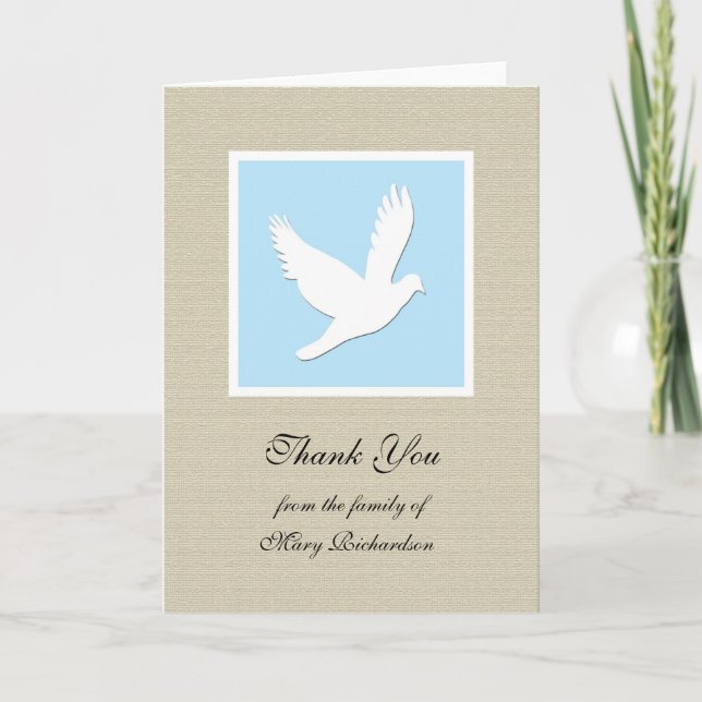 Blank Dove Sympathie religieuse Carte de remerciem (Devant)