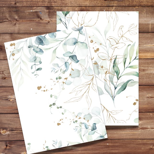 Blank Einladung Eukalyptus Greenerie, Goldrausch (Von Creator hochgeladen)