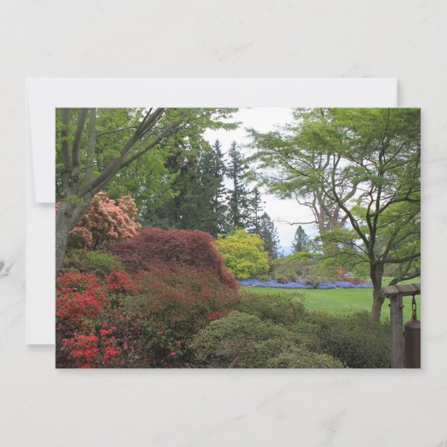 Blank Einladung mit sehr schönem Foto im Garten (Vorderseite)