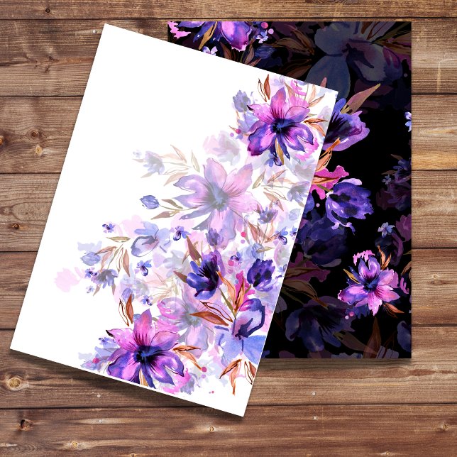 Blank Einladung Wasserfarbe lila rosa Blume (Von Creator hochgeladen)