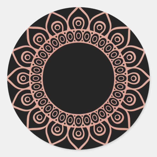 Blank eleganter boho farbiger Mandala-Aufkleber Runder Aufkleber (Vorderseite)
