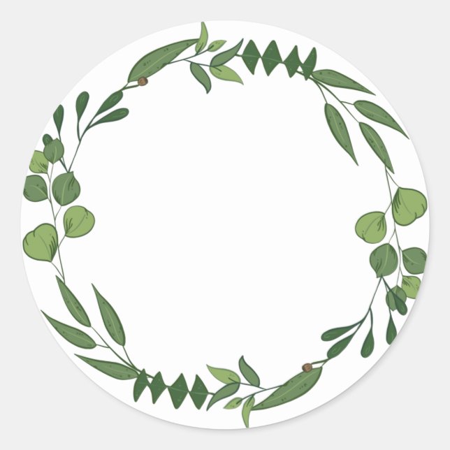 Blank Eleganter Wasserfarbenleafy Ornament Runder Aufkleber (Vorderseite)