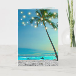 Blank Elegantes Tropical Beach Palms String Lights Karte