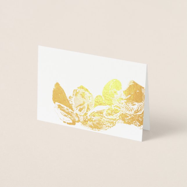 Blank Gold und White Seashell Still Life Folienkarte (Vorderseite)