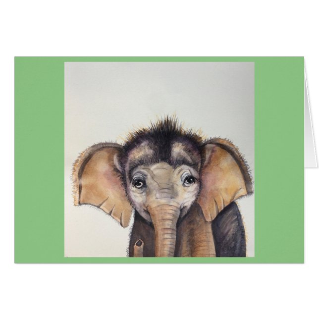 Blank Greeting Card Elmer das Baby Elefanten (Vorderseite (Horizontal))
