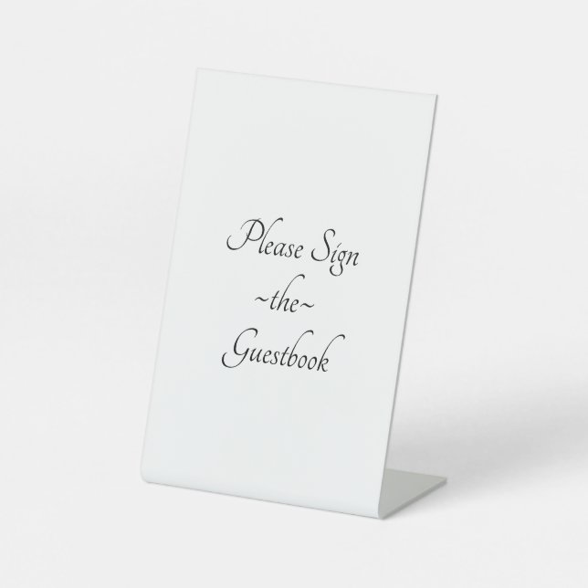 Blank Guestboo Table Sign! Fügen Sie Bilder und Te Sockelschild (Vorderseite)