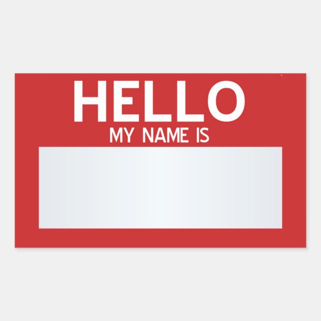 Blank Hallo mein Name ist ... Personalisierbar Rechteckiger Aufkleber (Vorderseite)