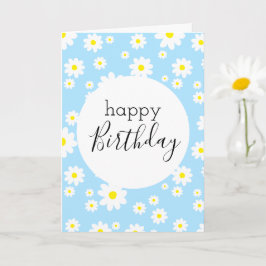 Blank Happy Geburtstag Daisy Blume Muster Blau Karte