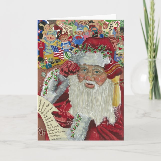 Blank Holiday Classic Santa überprüft es zweimal Karte (Vorderseite)