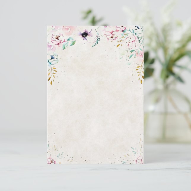 Blank Hübsch rosa und lila Blumenhochzeit Einladung (Stehend Vorderseite)